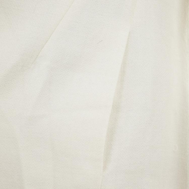 Pre Owned Valentino Cream Silk Wool Long Coat L