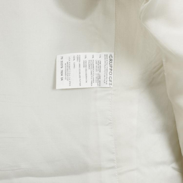 Pre Owned Valentino Cream Silk Wool Long Coat L