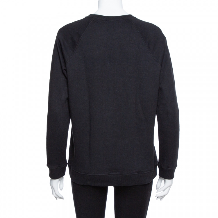 Pre Owned Valentino Black Cotton Knit VLTN Print Sweatshirt S