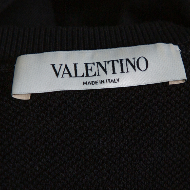 Pre Owned Valentino Black Cotton Knit VLTN Print Sweatshirt S