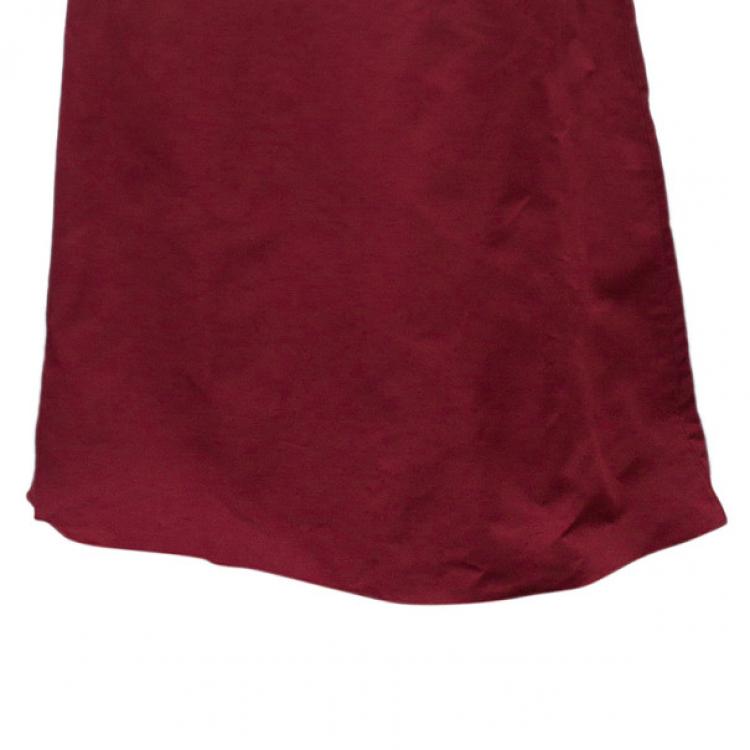 Pre Owned Valentino Strapless Rosette Detail Silk Gown M