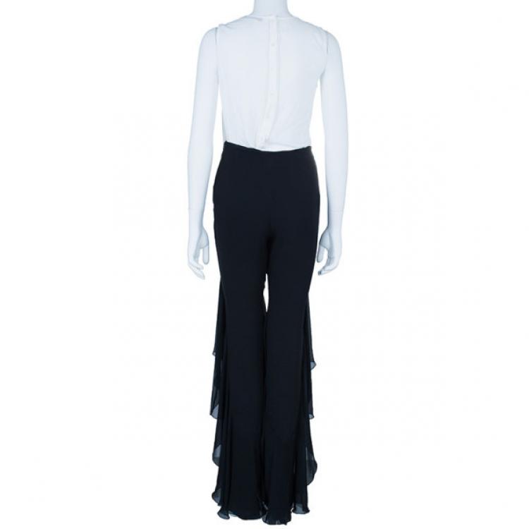 Pre Owned Valentino Black Ruffle Short Long Hem Pants M