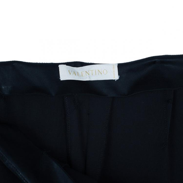 Pre Owned Valentino Black Ruffle Short Long Hem Pants M