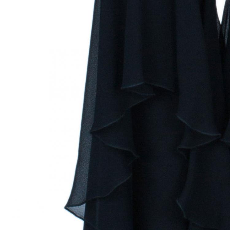 Pre Owned Valentino Black Ruffle Short Long Hem Pants M