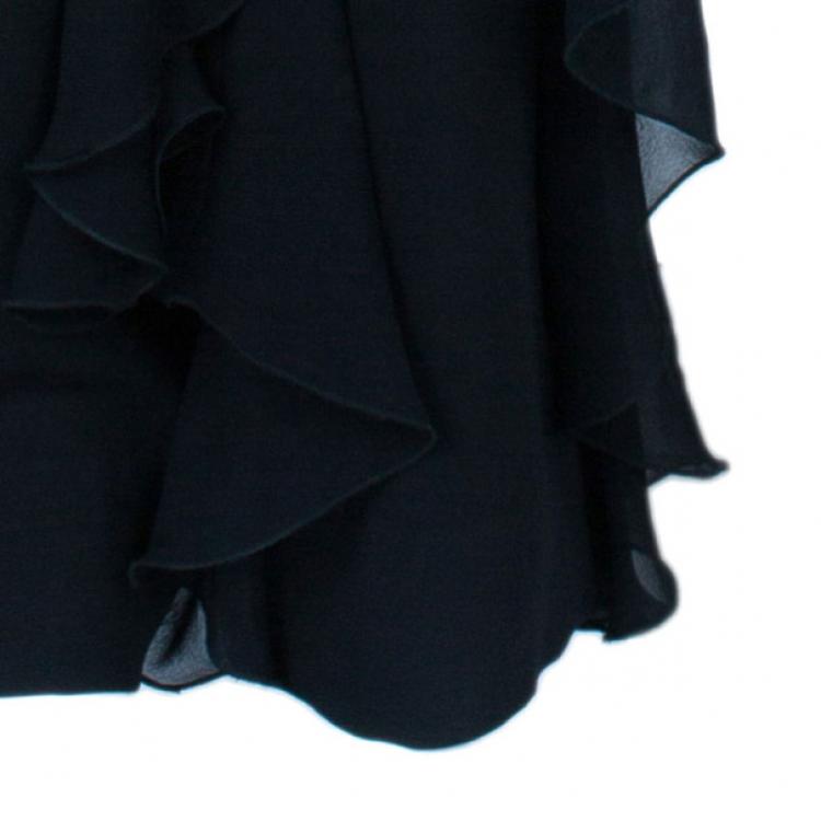 Pre Owned Valentino Black Ruffle Short Long Hem Pants M