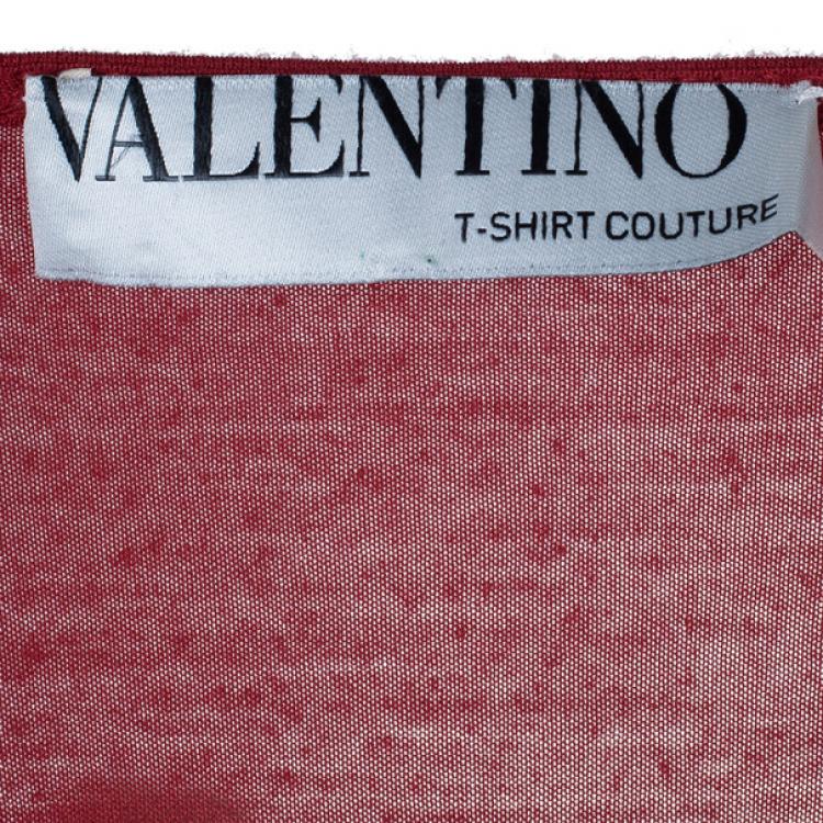 Pre Owned Valentino Floral Embellished Shoulder Top M