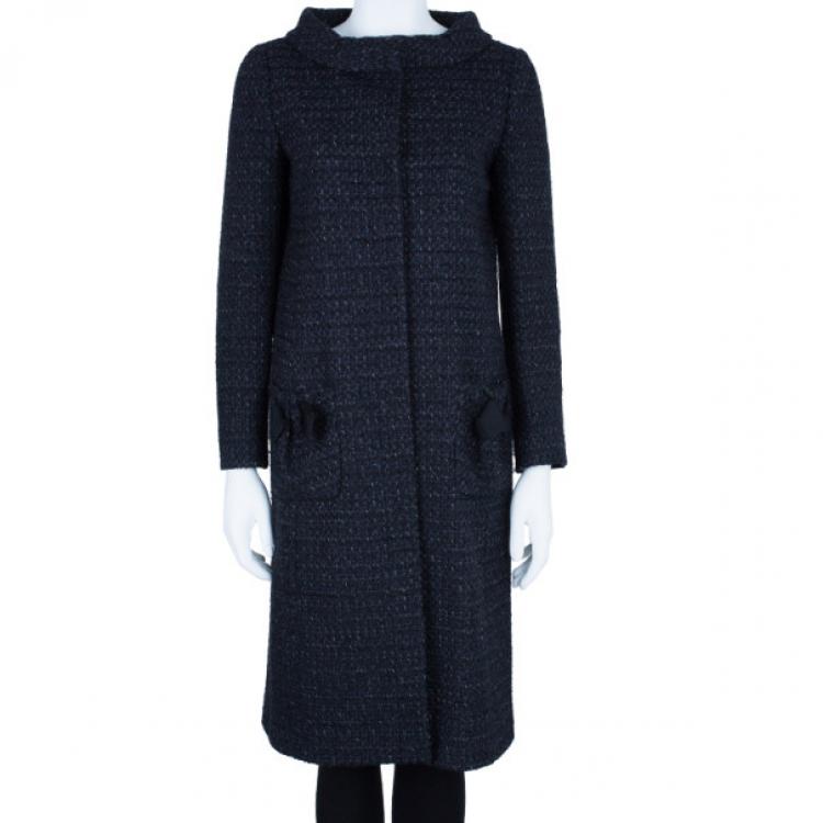 مملوكة مسبقًا Valentino Navy Tweed Coat M