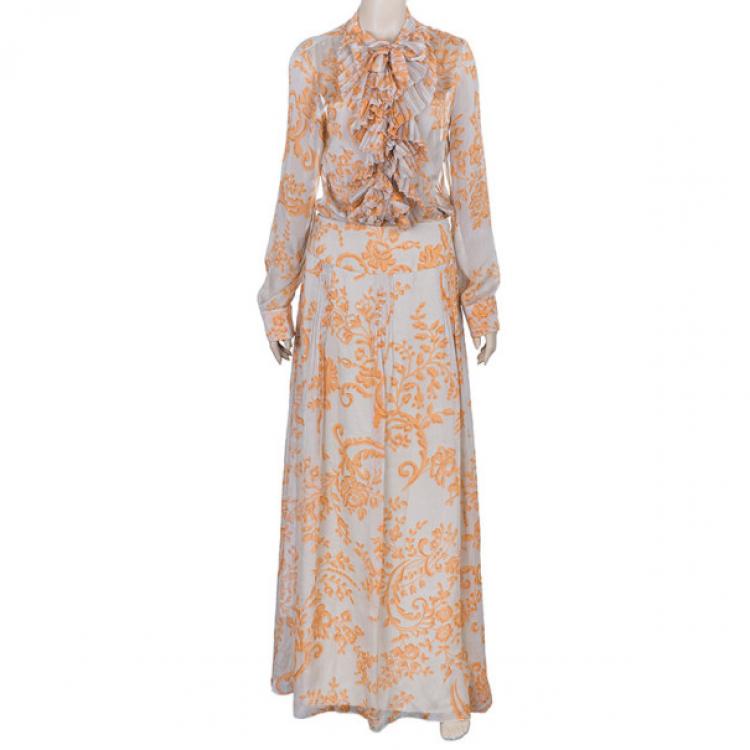 Pre Owned Valentino Abstract Print Skirt Set L