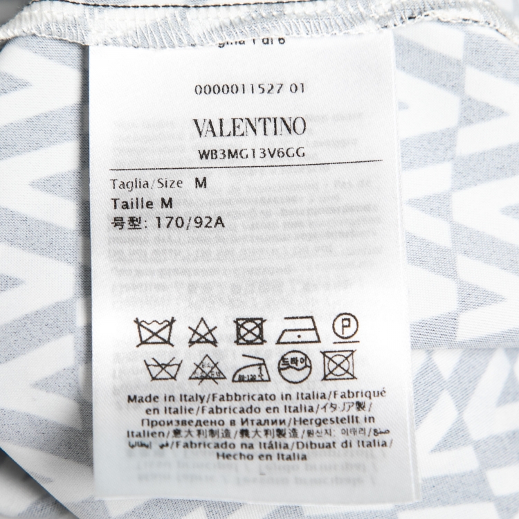 Pre Owned Valentino Black Printed Stretch-Jersey High-Neck Top M