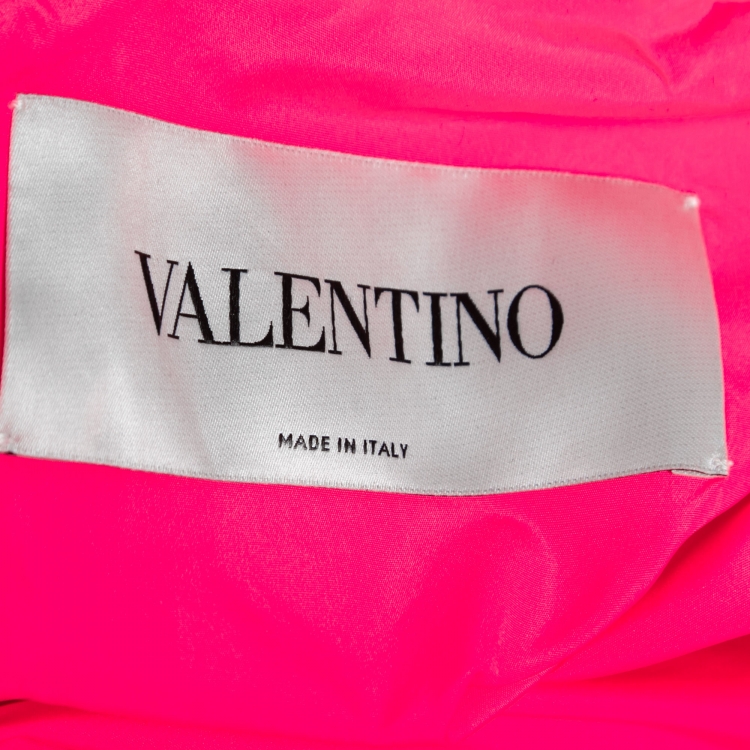 Pre Owned Valentino Pink Synthetic Puff-Sleeve Tiered Dress S