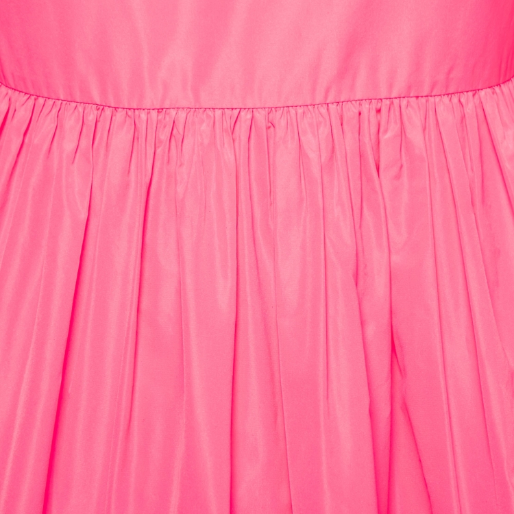 Pre Owned Valentino Pink Synthetic Puff-Sleeve Tiered Dress S