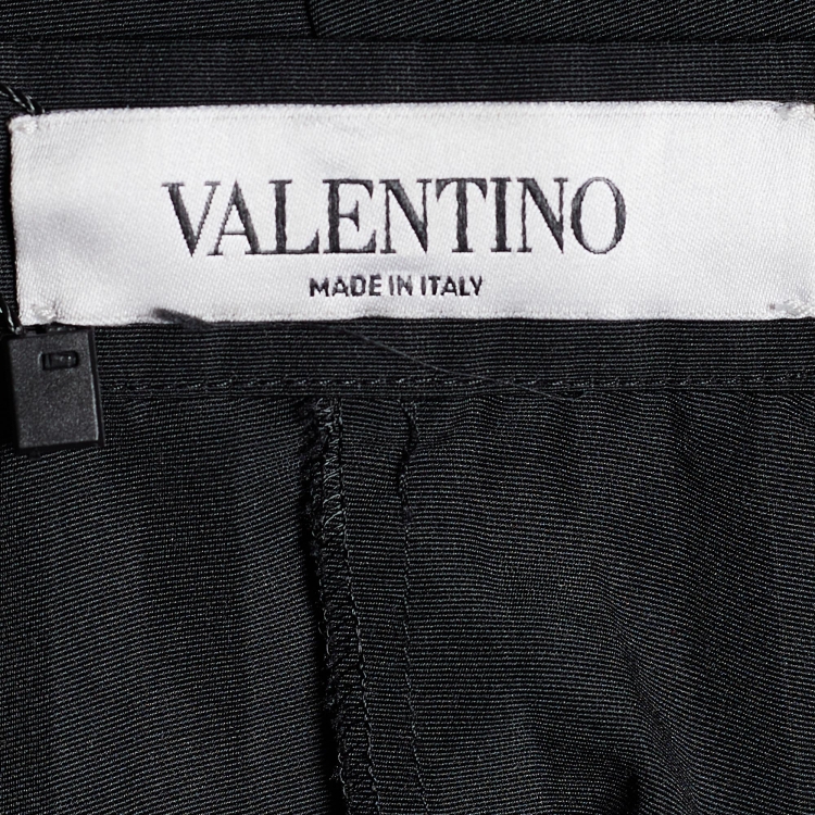 Pre Owned Valentino Black Cotton Blend Pleated Wrap Skirt S