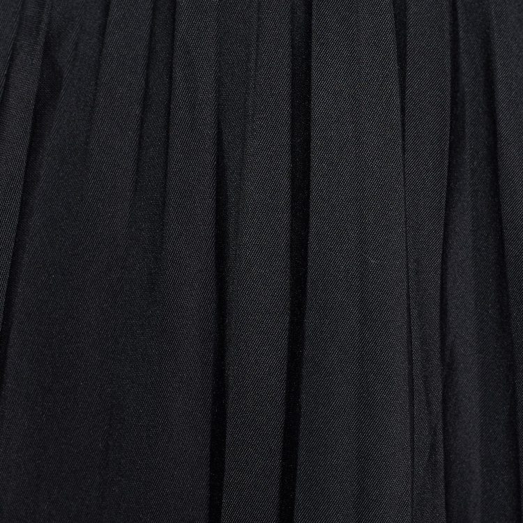 Pre Owned Valentino Black Cotton Blend Pleated Wrap Skirt S