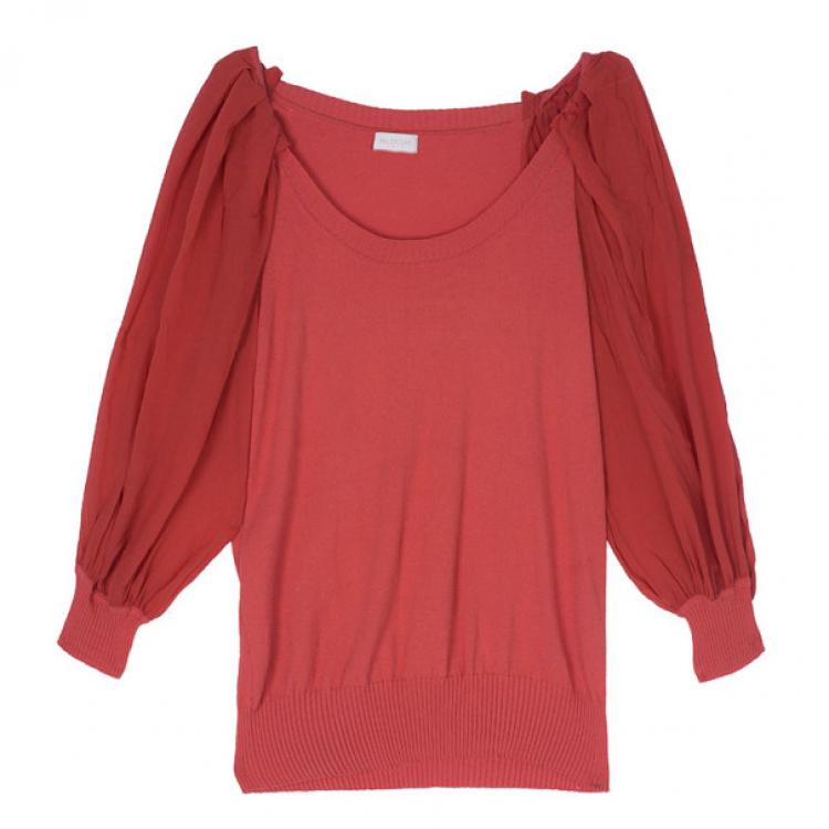 Pre Owned Valentino Coral Knit Top S