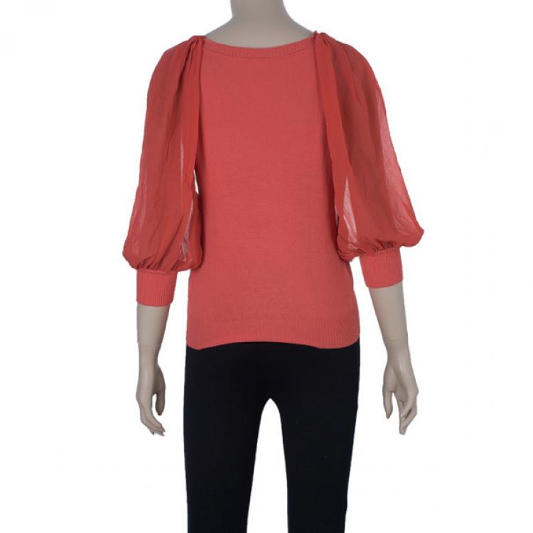 Pre Owned Valentino Coral Knit Top S
