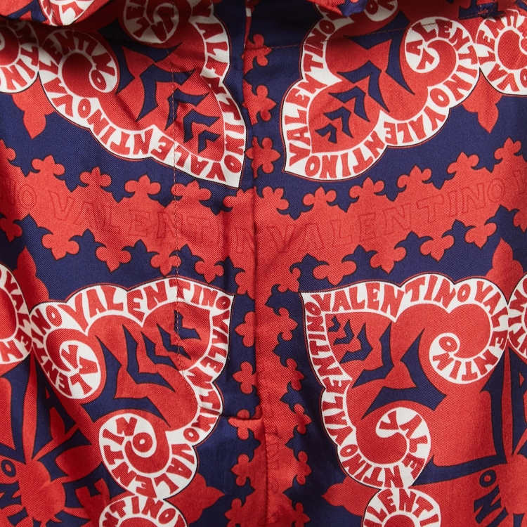 Pre Owned Valentino Red Bandana Print Silk High Waist Shorts M