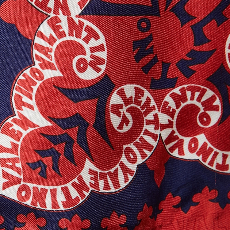 Pre Owned Valentino Red Bandana Print Silk High Waist Shorts M