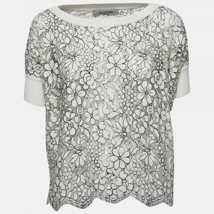 Valentino White Lace Top M Valentino | The Luxury Closet