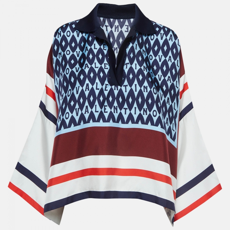 Pre Owned Valentino Multicolor Foulard Archive printed Silk Oversized Crop Top M