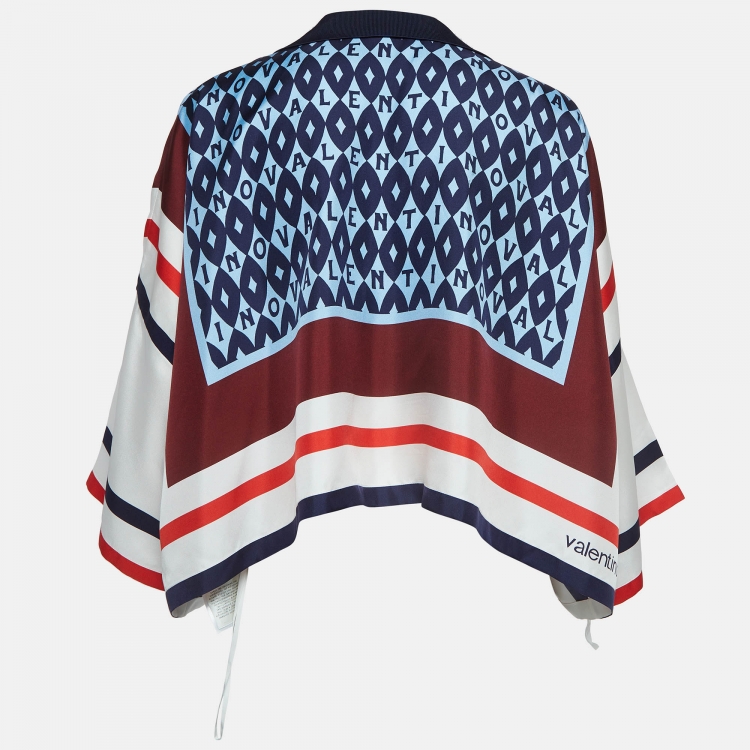 Pre Owned Valentino Multicolor Foulard Archive printed Silk Oversized Crop Top M