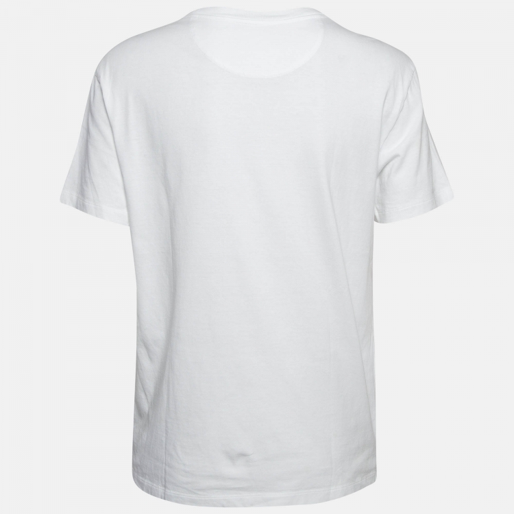 Pre Owned Valentino White VLTN Printed Cotton T-Shirt XS