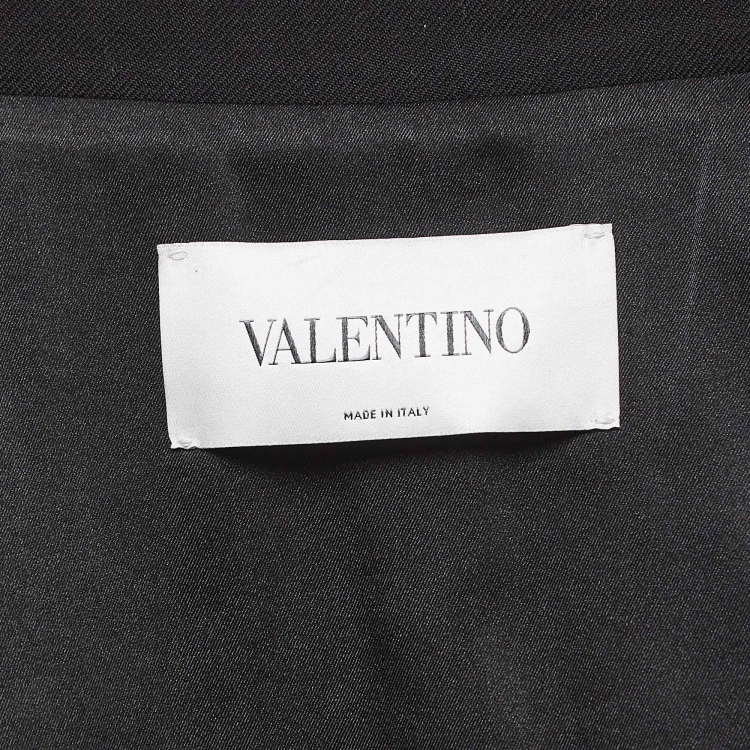Pre Owned Valentino Black Gabardine Wool Crop Jacket M