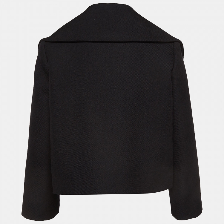 Pre Owned Valentino Black Gabardine Wool Crop Jacket M