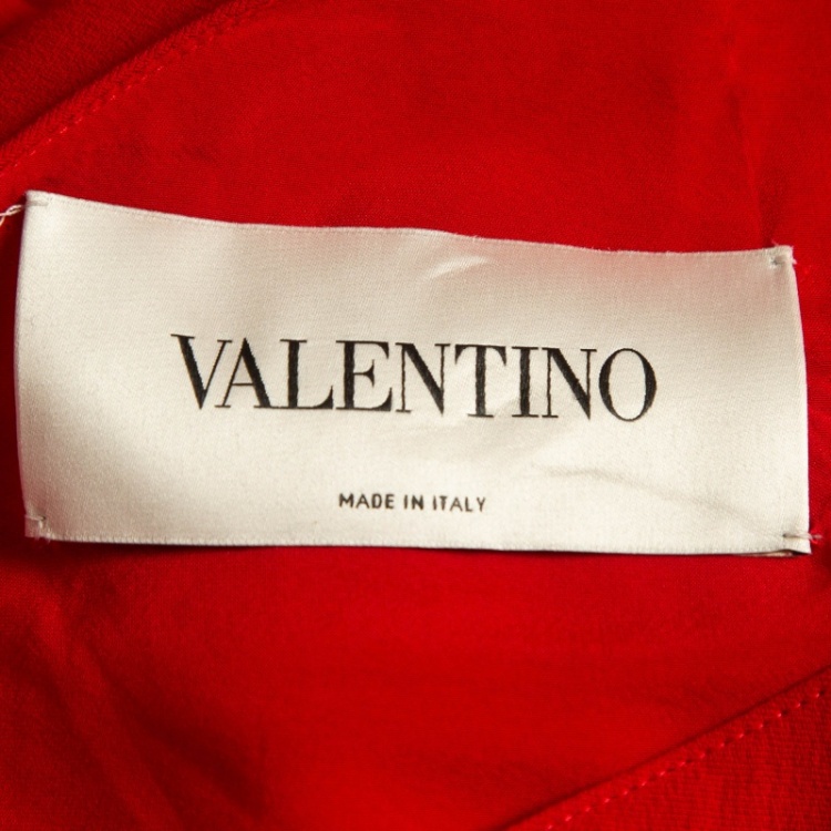 Pre Owned Valentino Red Silk One Shoulder Maxi Dress L