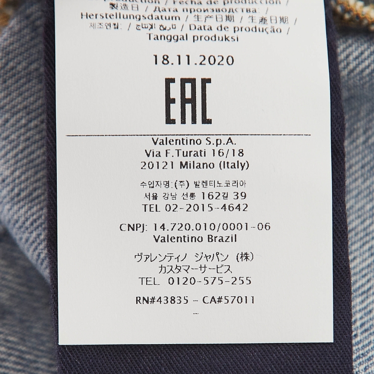 Pre Owned Valentino Blue V Metal Embellished Denim Crop Jacket S