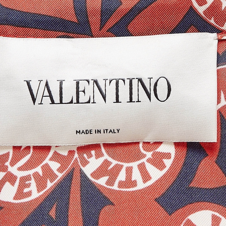 Pre Owned Valentino Multicolor Printed Silk Maxi Shirt Dress L