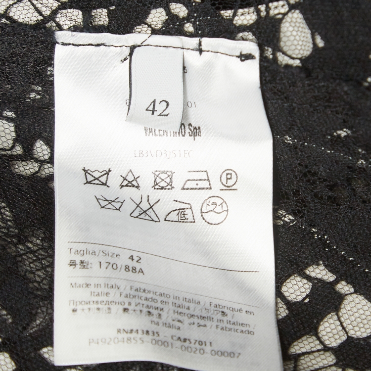 Pre Owned Valentino Black Floral Applique Lace  Maxi Dress M