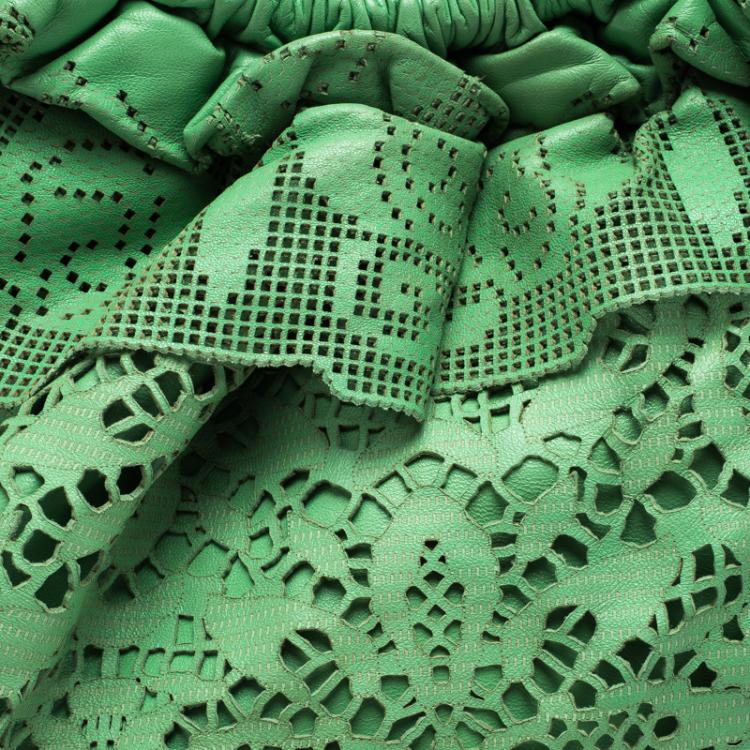 مملوكة مسبقًا Valentino Light Green Laser Cut Leather Laceland Hobo