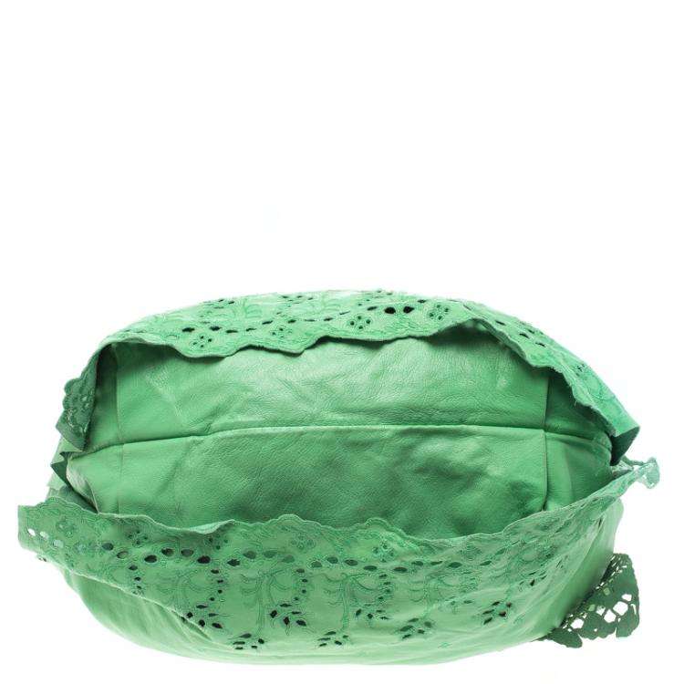 مملوكة مسبقًا Valentino Light Green Laser Cut Leather Laceland Hobo