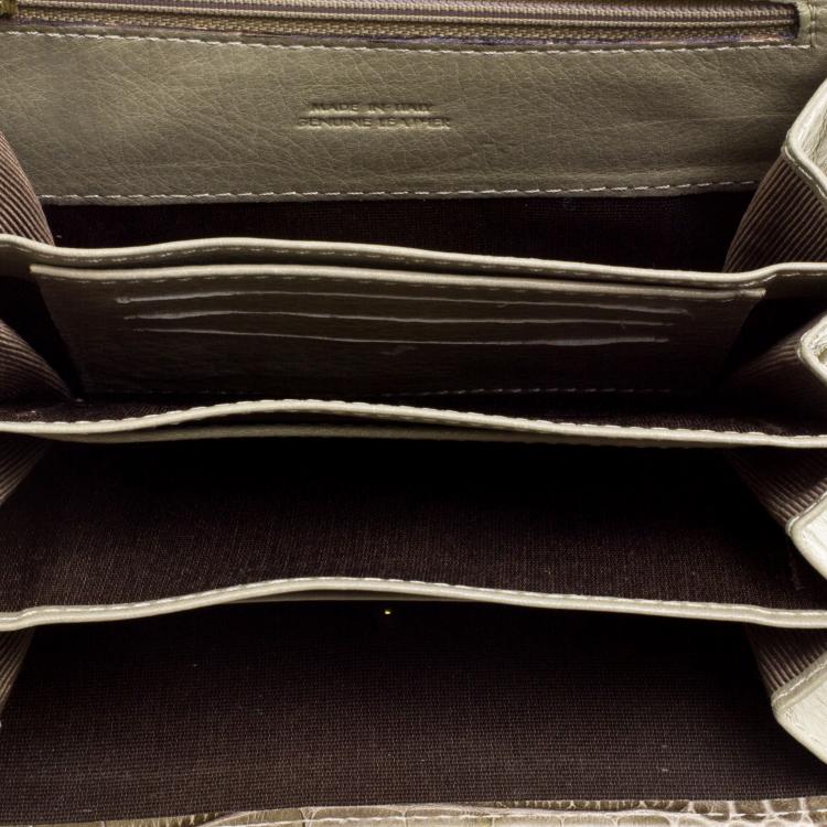 Pre Owned Valentino Beige Croc Embossed Leather Clutch