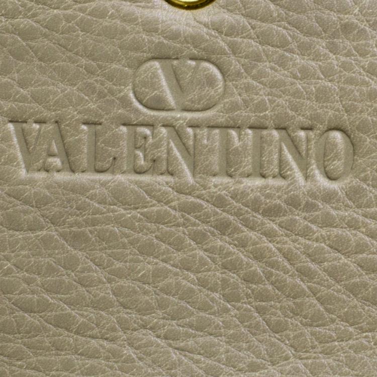 Pre Owned Valentino Beige Croc Embossed Leather Clutch