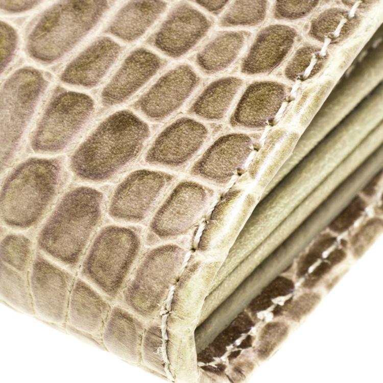 Pre Owned Valentino Beige Croc Embossed Leather Clutch