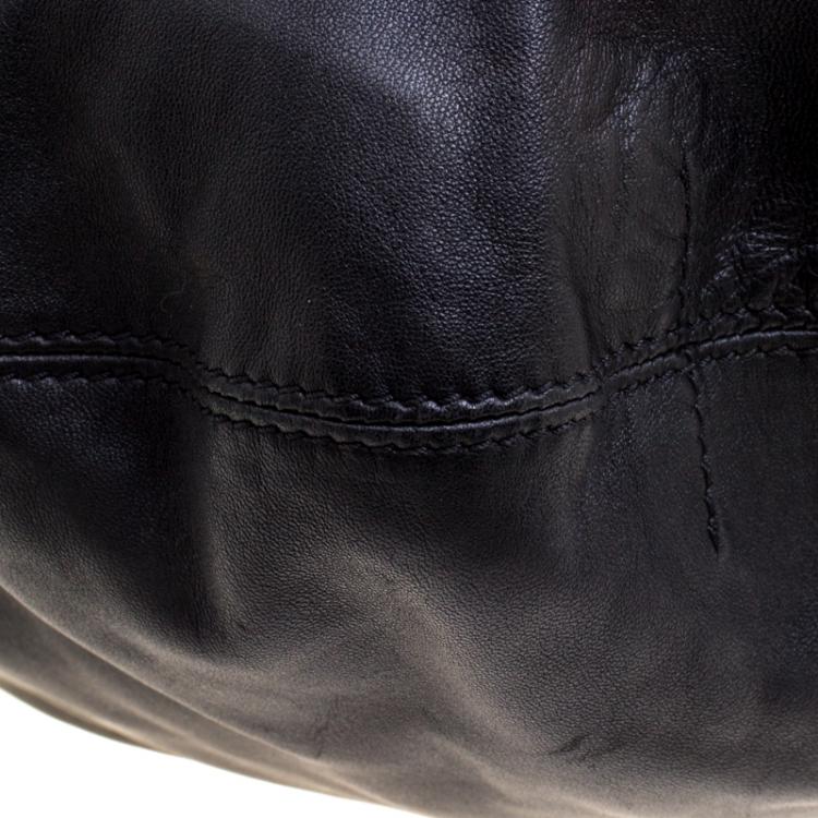 Pre Owned Valentino Black Nappa Leather Folie Bow Hobo