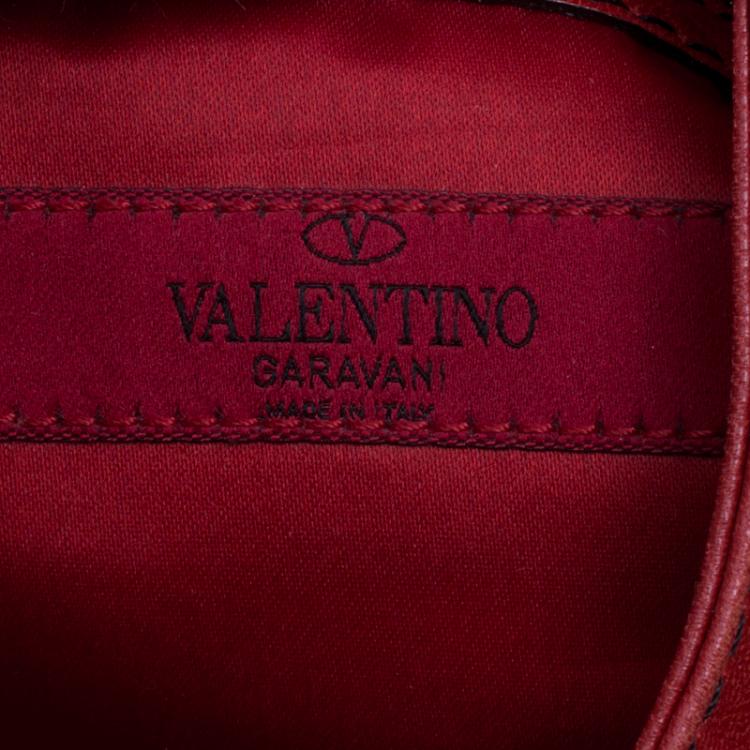 Pre Owned Valentino Red Leather Large Petale Rose Hobo 