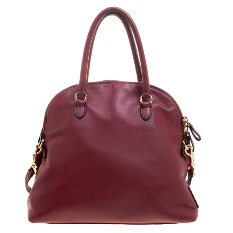 Pre Owned Valentino Red Leather Petale Rose Dome Satchel