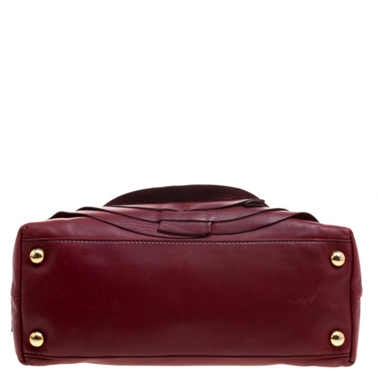 Pre Owned Valentino Red Leather Petale Rose Dome Satchel