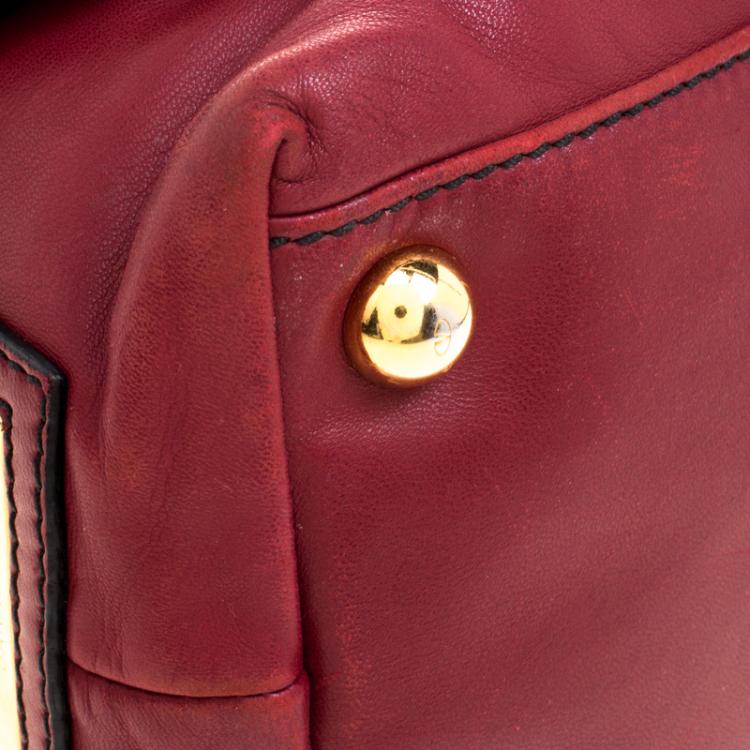 Pre Owned Valentino Red Leather Petale Rose Dome Satchel