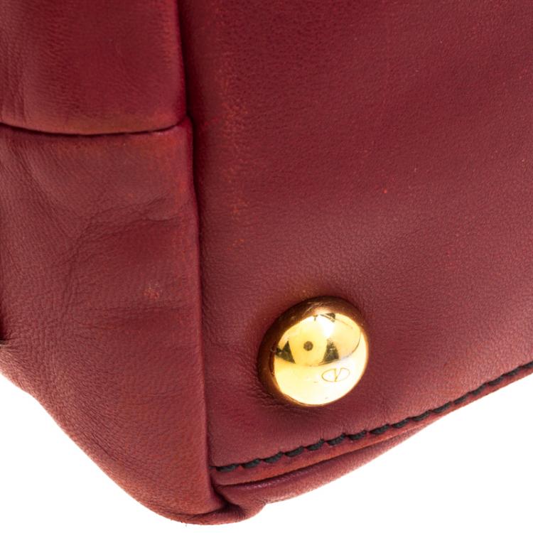 Pre Owned Valentino Red Leather Petale Rose Dome Satchel