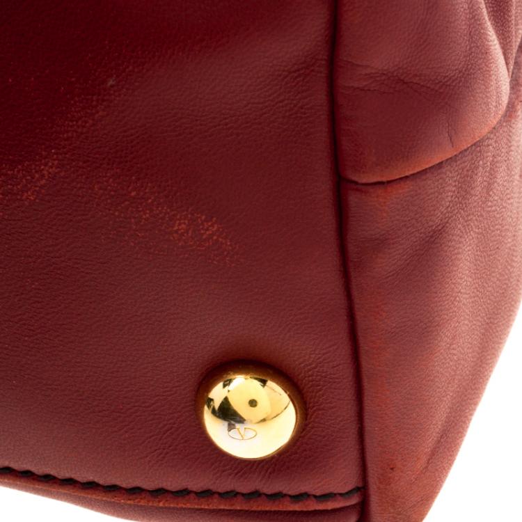 Pre Owned Valentino Red Leather Petale Rose Dome Satchel
