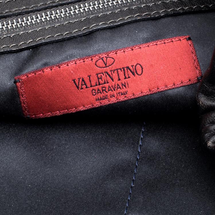 Pre Owned Valentino Black Leather Sequin Hobo