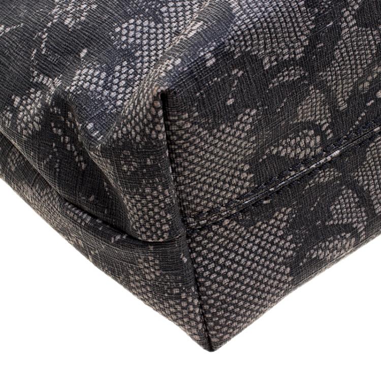 Pre Owned Valentino Black Lace Print Coated Canvas Tote
