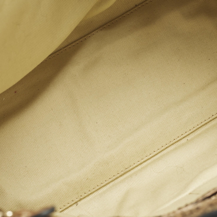 Pre Owned Valentino Rockstud Trapeze Brown/Black Watersnake Leather Tote