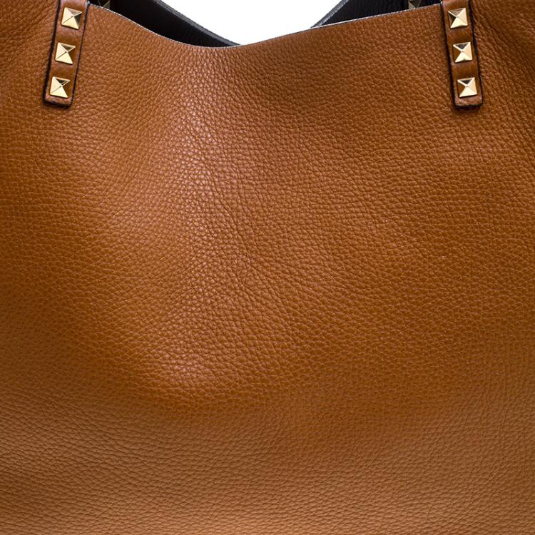 Pre Owned Valentino Brown Leather Large Rockstud Reversible Tote