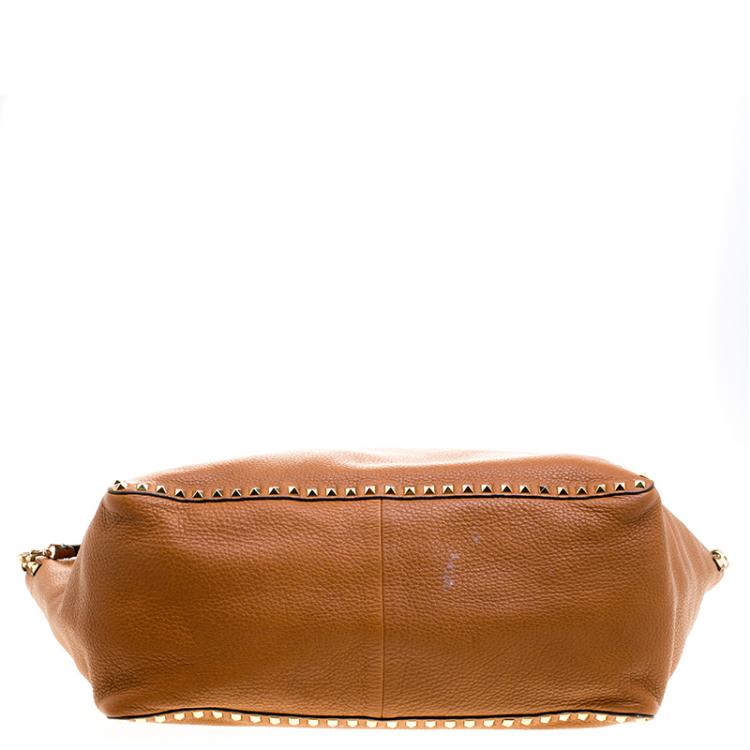 Pre Owned Valentino Brown Leather Large Rockstud Reversible Tote