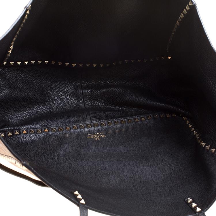Pre Owned Valentino Brown Leather Large Rockstud Reversible Tote