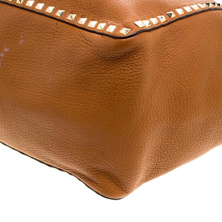 Pre Owned Valentino Brown Leather Large Rockstud Reversible Tote